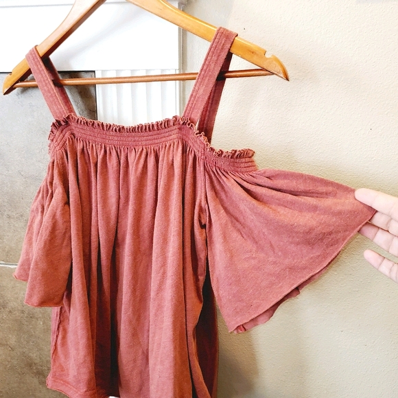 WE THE FREE Cold Shoulder Bell Sleeve Boho Blouse - Picture 3 of 5